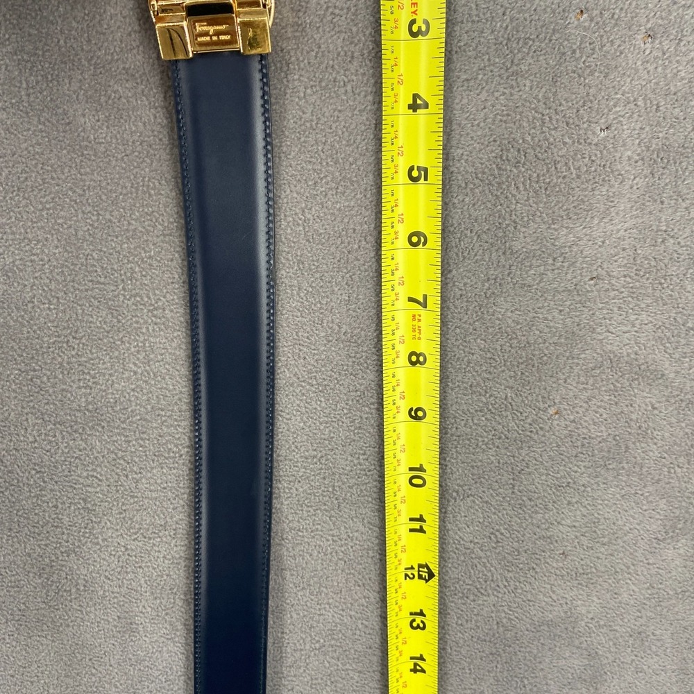 Salvatore Ferragamo Gancini Belt Mens 33 Black Calfskin Gold Tone Buckle 5 Hole - Picture 10 of 14